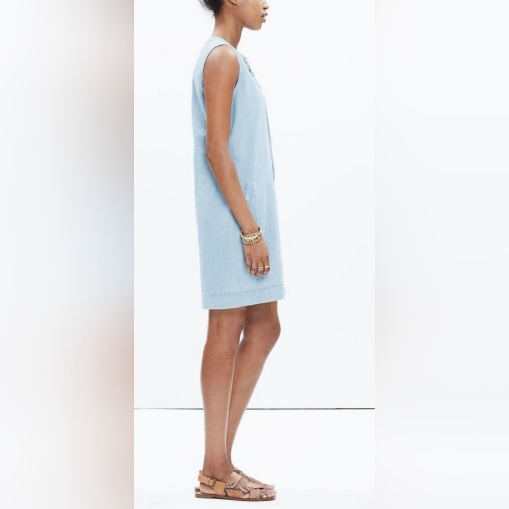 Madewell Shift Chambray Sleeveless Dress in Blue - Picture 3 of 7